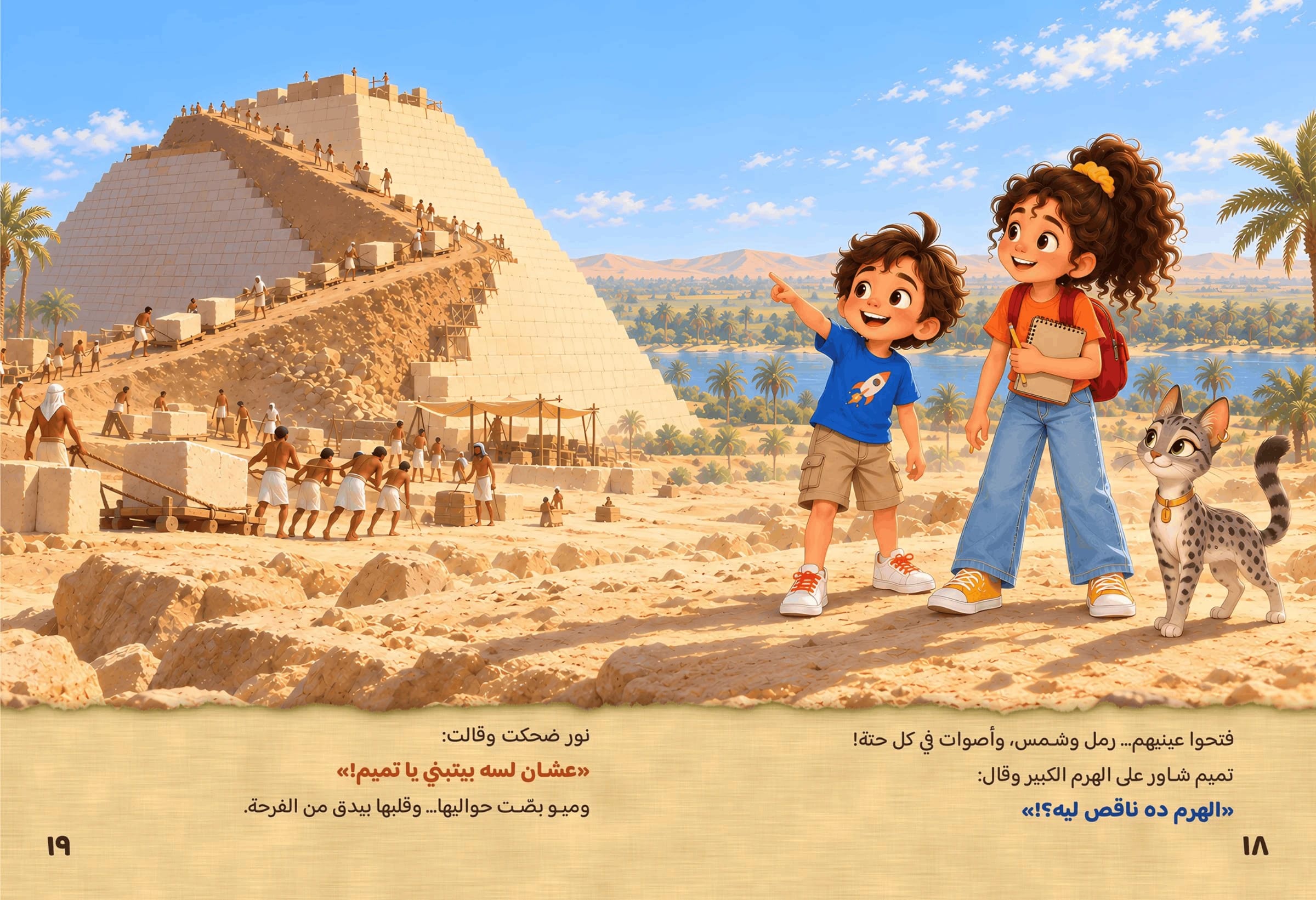 تميم ونور وميو قدام الهرم وهو بيتبني